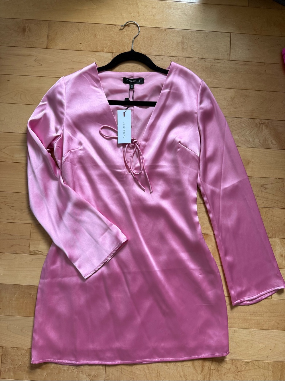 Dynamite Pink Satin Mini Dress